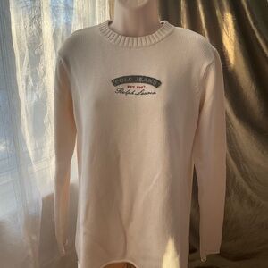 Polo by Ralph Lauren Cream Crewneck Sweater with Embroidered Logo